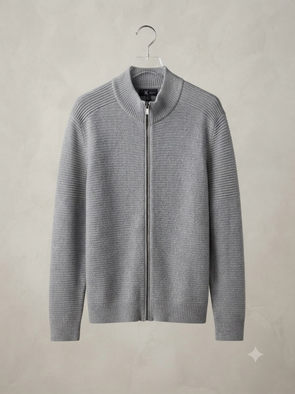 INC International Concepts Women's Light Gray Full-Zip Ribbed Knit Jacket